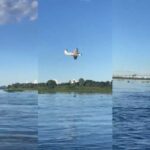 Avião de pequeno porte é flagrado em manobra perigosa na ponte da Rota Bioceânica