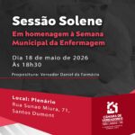 Câmara de Três Lagoas homenageia profissionais de enfermagem em solenidade nesta segunda-feira