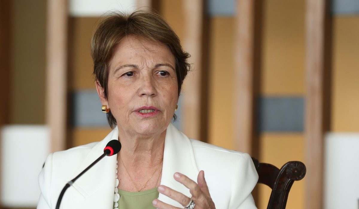 A ministra  da Agricultura, Pecuária e Abastecimento, Tereza Cristina, durante  entrevista coletiva, na Sala dos Tratados do Palácio Itamaraty,sobre os resultados da participação brasileira na 26ª Conferência das Nações Unidas sobre Mudanças Climáticas (COP26)