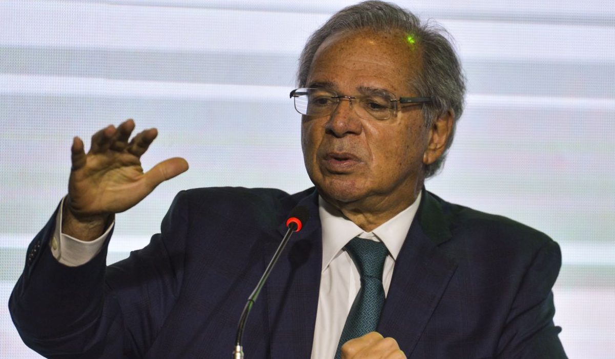 O ministro da Economia, Paulo Guedes, durante palestra de abertura do Painel Telebrasil Summit 2022.